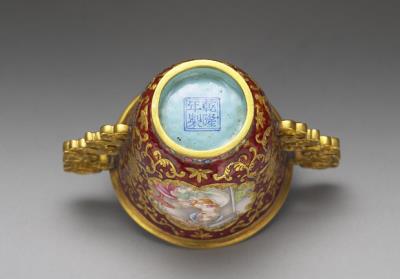 图片[3]-Gold cup with champleve and painted enamel decor of European mother-and-child, Qing dynasty, Qianlong reign (1736-1795)-China Archive